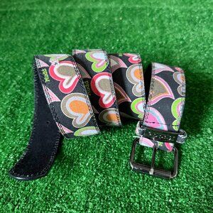 Vintage Mudd Y2K Retro 2000s Style Heart Print Belt Genuine Leather Size XL